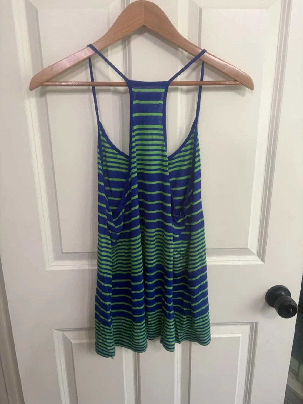 Madewell Blue & Green Striped women’s size L Racerback tank top. Vintage 2013.